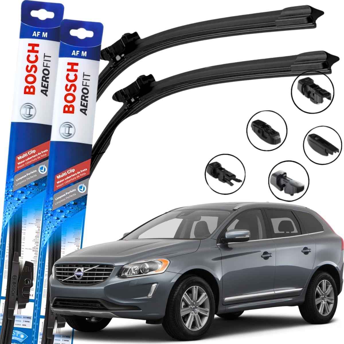 Par de Palhetas Limpador Parabrisa Bosch Aerofit Multiclip Volvo XC60 (2009-2017)