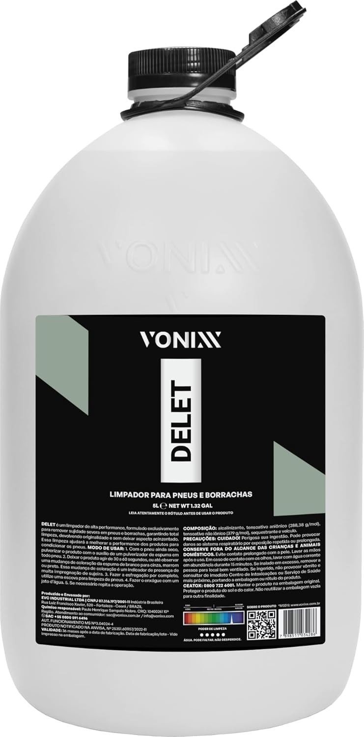 Delet 5L: Limpador de Alta Performance para Pneus e Borrachas
