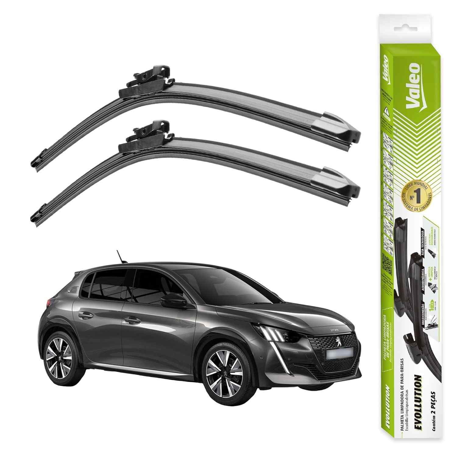 Par de Palhetas Limpador Parabrisa Valeo Evollution Original Peugeot 208 (2021-2025)