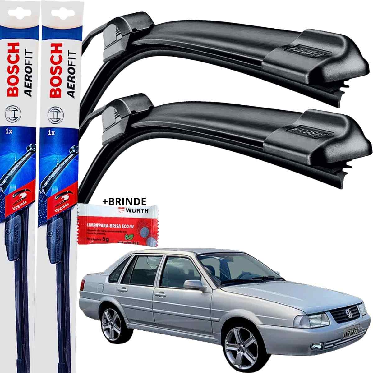 Par de Palhetas Limpador Parabrisa Bosch Aerofit Silicone Santana (1998-2006) - Visibilidade e Durabilidade