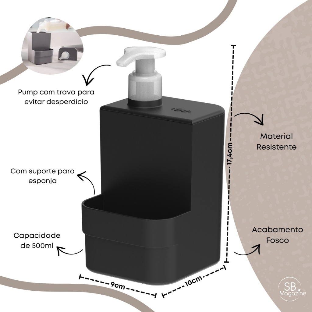 Dispenser de Pia 500ml: Organize e Limpe!