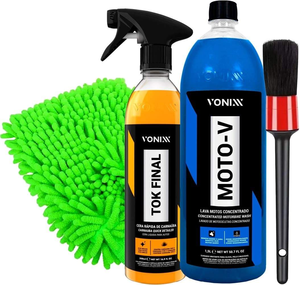 Kit Completo Detalhamento Automotivo Moto-V Vonixx: Limpeza e Brilho Impecáveis