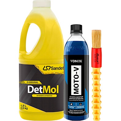 Limpeza Automotiva: Kit Rodas e Motor Detmol + Moto-V