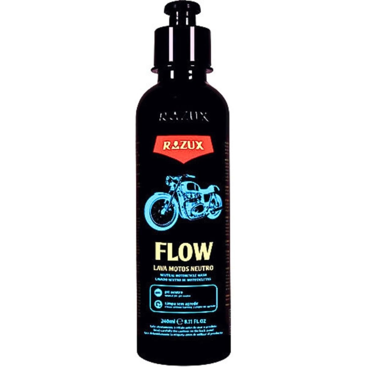 Shampoo Automotivo Neutro Razux Flow: Limpeza Profissional para sua Moto (240ml)