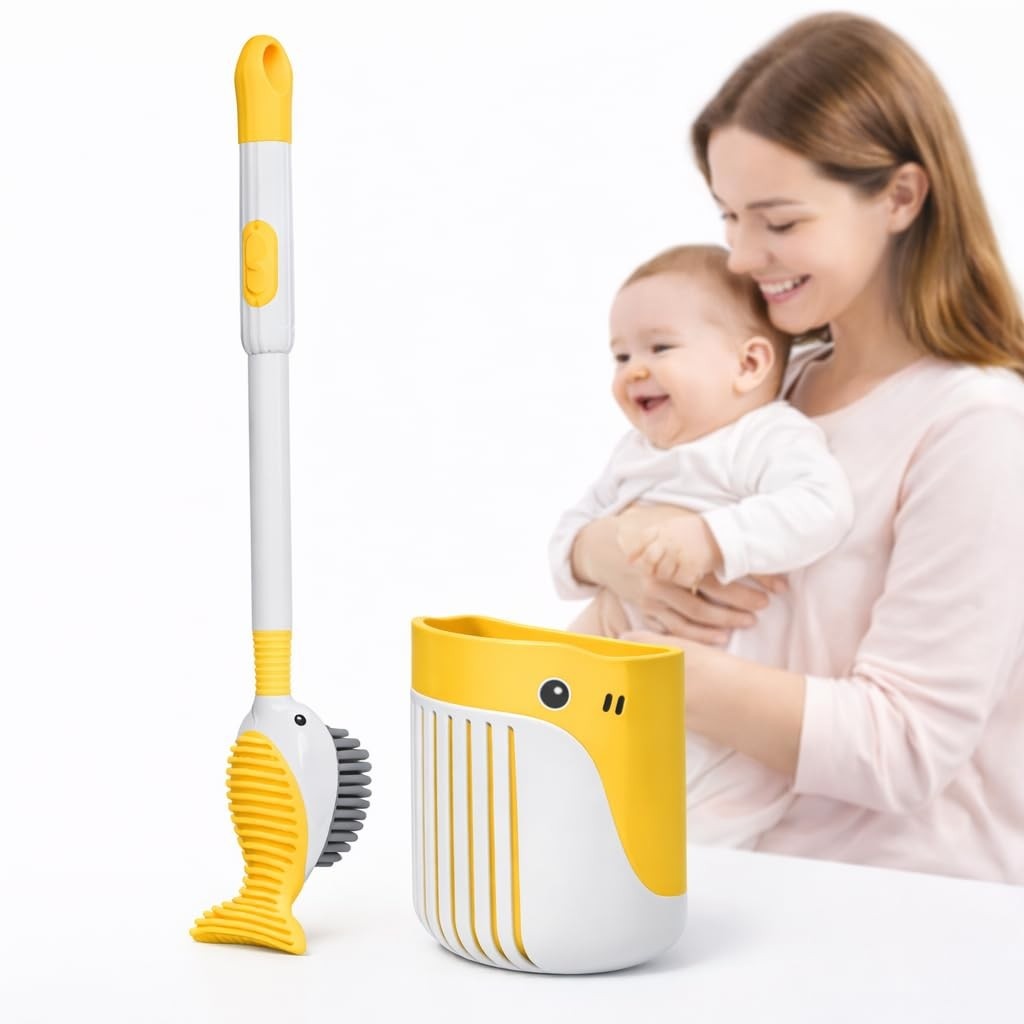 Escova Sanitária com Design de Baleia e Suporte Moderno - Limpeza Higiênica e Estilo Divertido para Banheiro