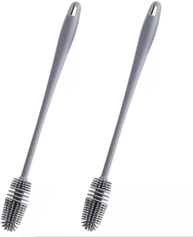 Kit 2 Escovas de Silicone para Limpeza Profunda - Cabo Longo Anatômico para Garrafas, Copos e Mamadeiras