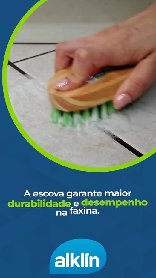 Escova Multiúso de Madeira com Cerdas Firmes - ALKLIN para Limpeza Profunda