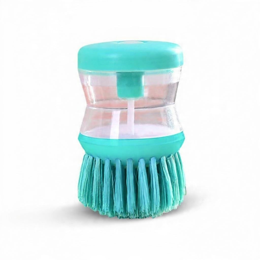 Escova de Limpeza Multiuso com Dispenser de Detergente - Design Ergonômico e Cerdas de Nylon para Cozinha e Banheiro (Azul)