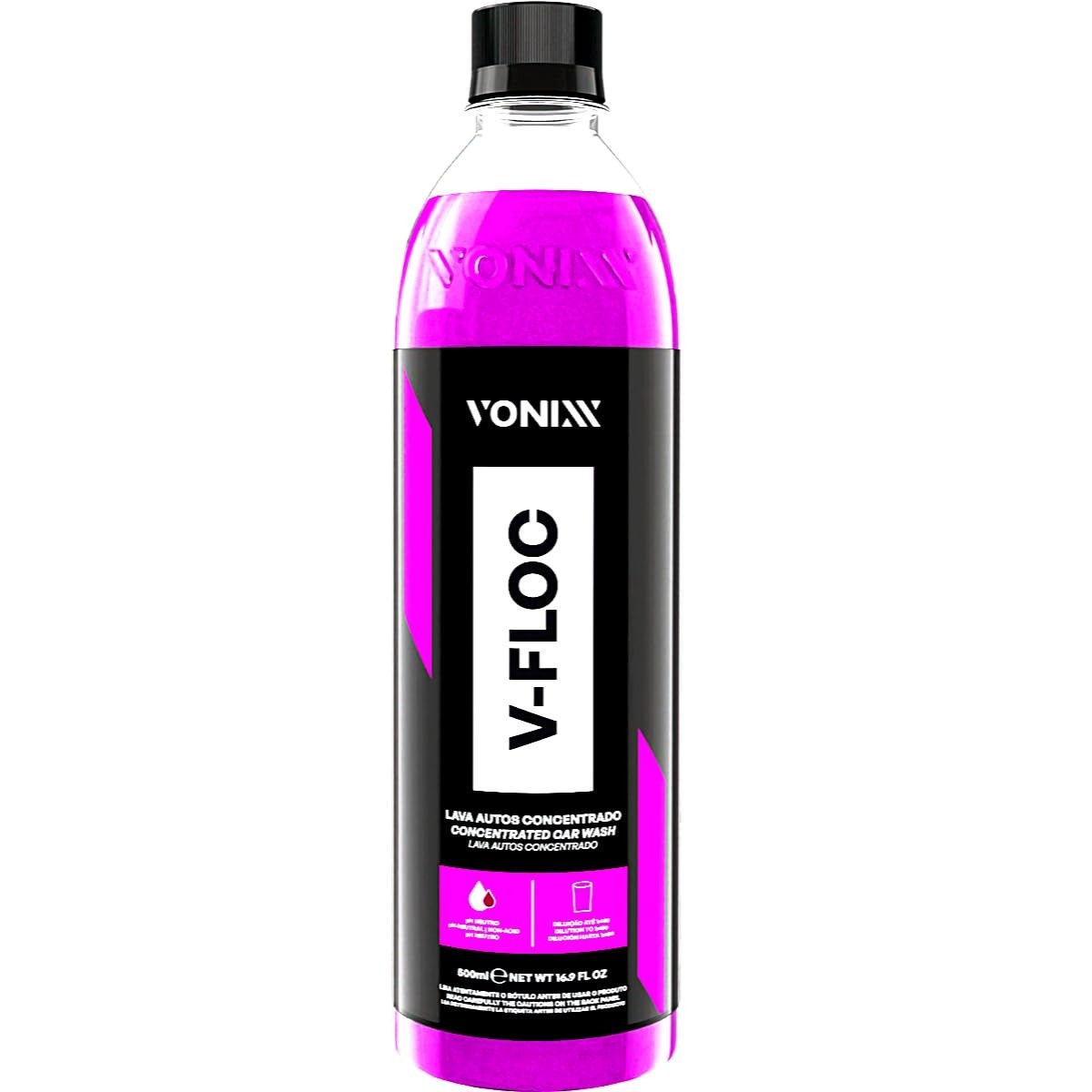 Shampoo Lava Autos Concentrado Neutro V-Floc 500ml Vonixx: Limpeza Profissional e Brilho Intenso