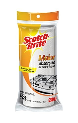 Scotch-Brite Pano Reutilizável 3M - 58 Folhas 20x20cm - Limpeza Eficiente e Sustentável