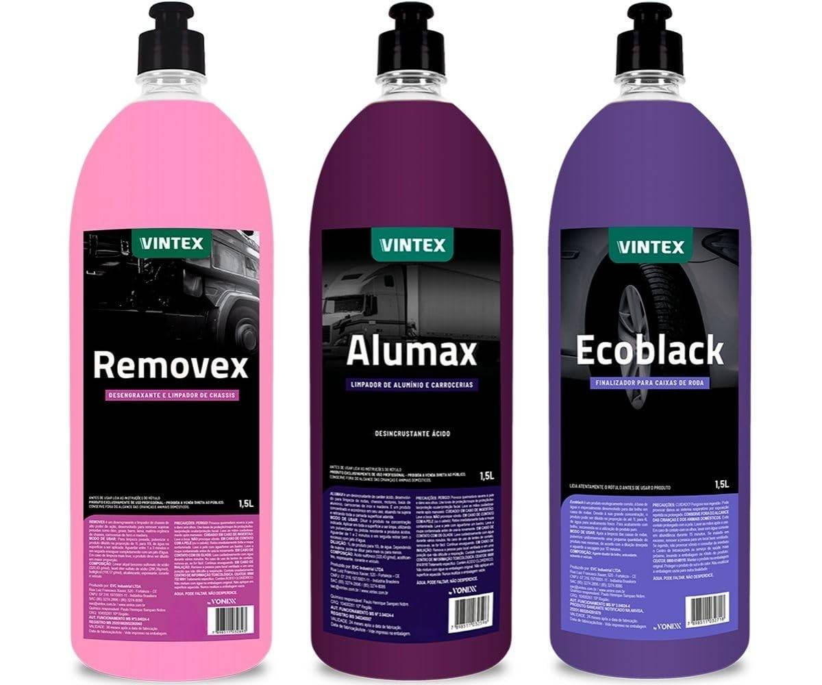 Kit Essencial Vonixx: Limpeza Profunda e Proteção para Seu Veículo (Alumax, Removex, Ecoblack)