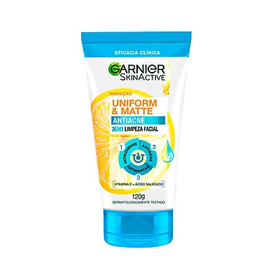 Limpeza Facial 3 em 1 Garnier: Antiacne e Matte por até 8h