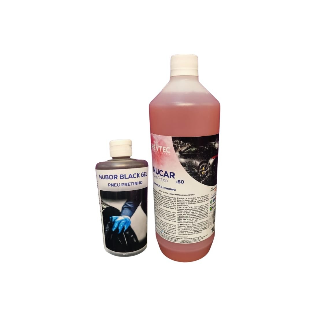 Kit Essencial Limpeza Automotiva: Shampoo Poderoso e Pretinho para Pneus Brilhantes