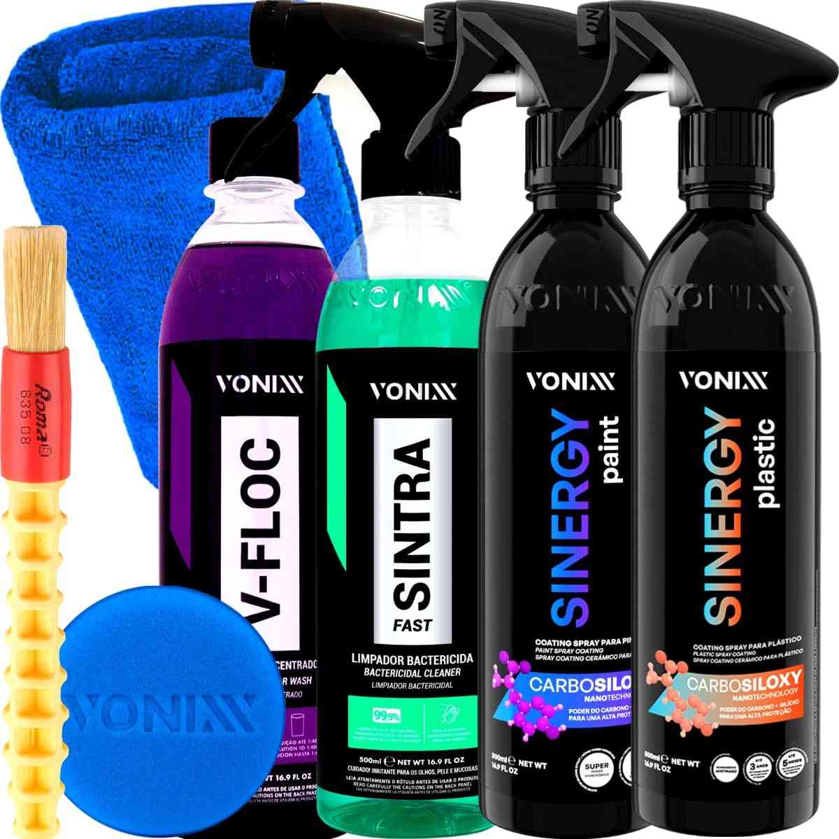 Kit Completo Sinergy Vonixx: Vitrificação e Limpeza Profissional para Plásticos e Pinturas