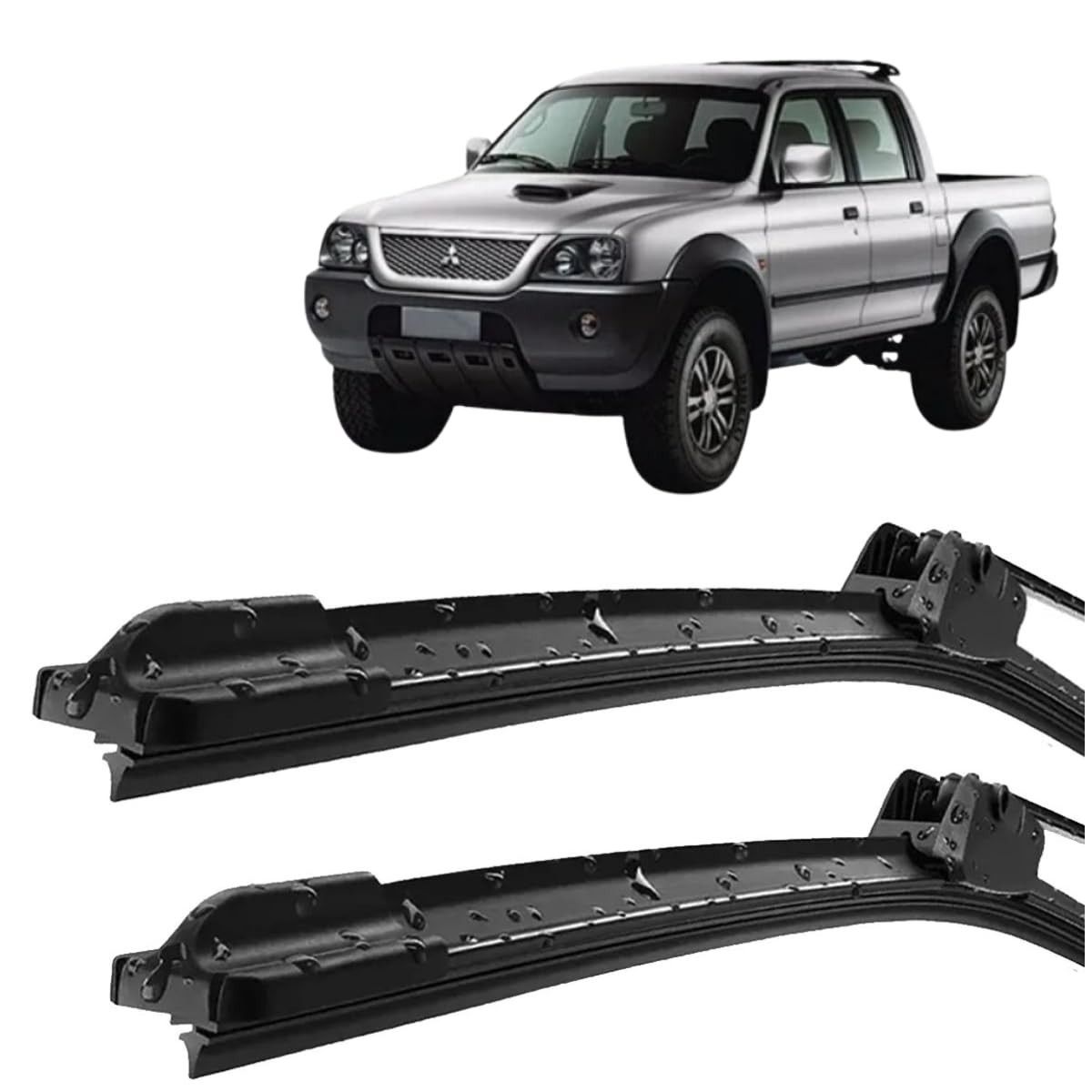 Par de Palhetas Limpador Parabrisa L200 Sport 2004-2012 Silicone Tipo Gancho - Limpeza Impecável!
