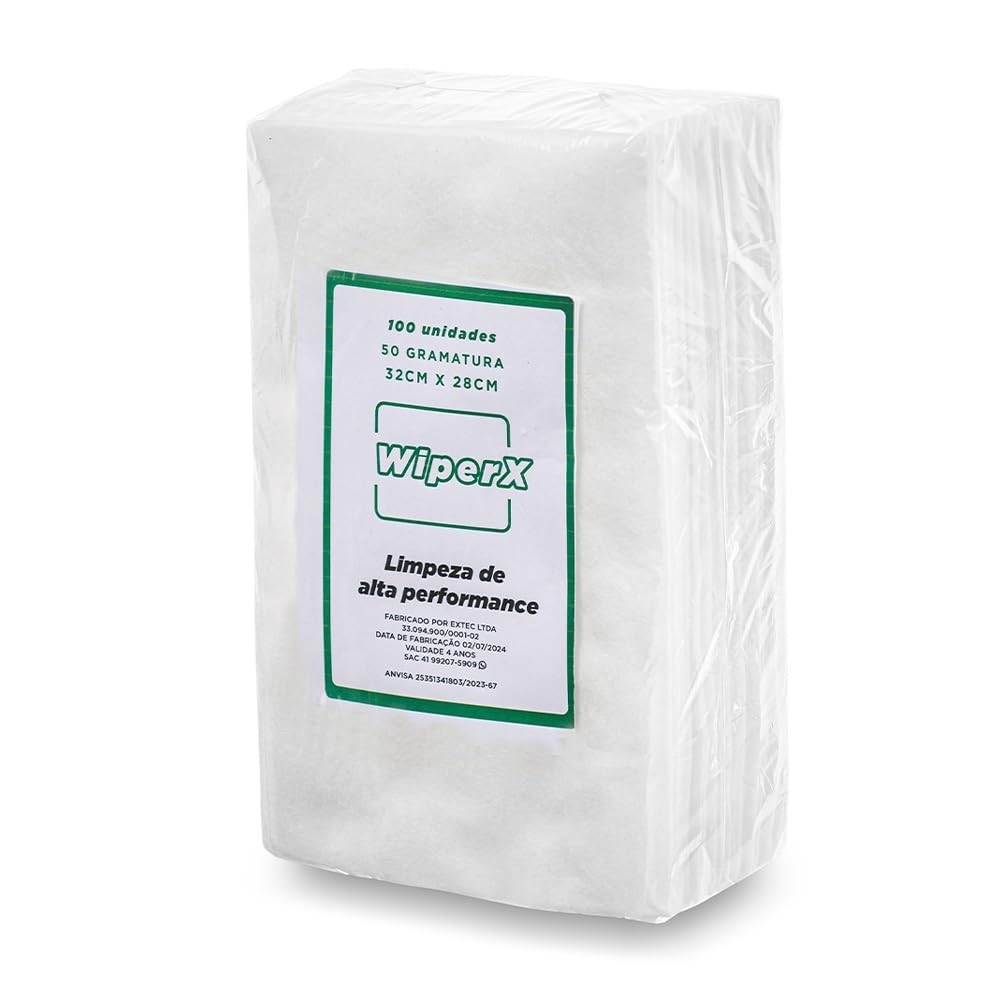 Pano Multiuso Wiper X - 100 Unidades Ultra Absorvente, Reutilizável e Ideal para Limpeza Profunda