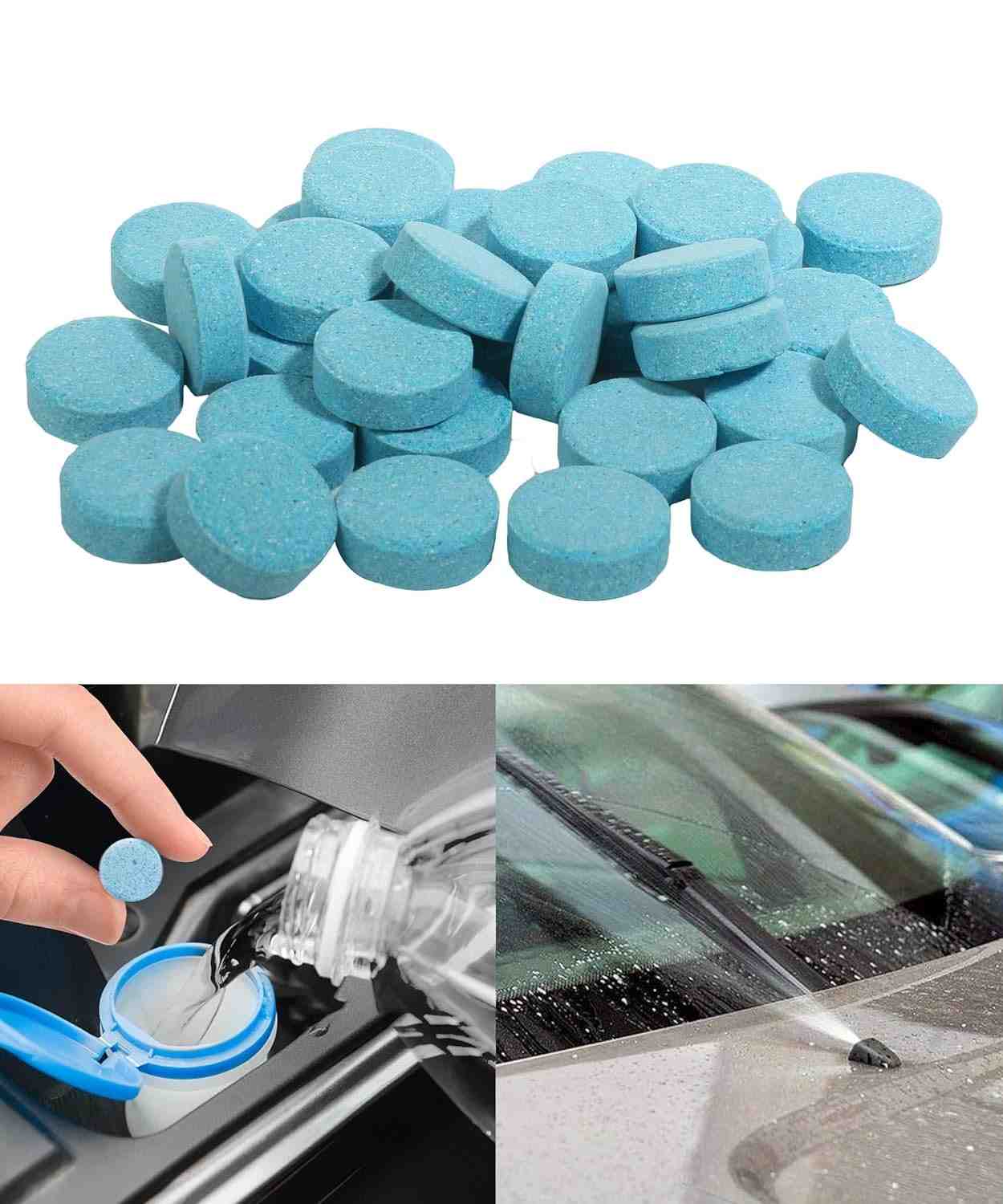 50 Pastilhas Concentradas para Limpador de Para-brisa: Limpeza Potente e Visibilidade Clara