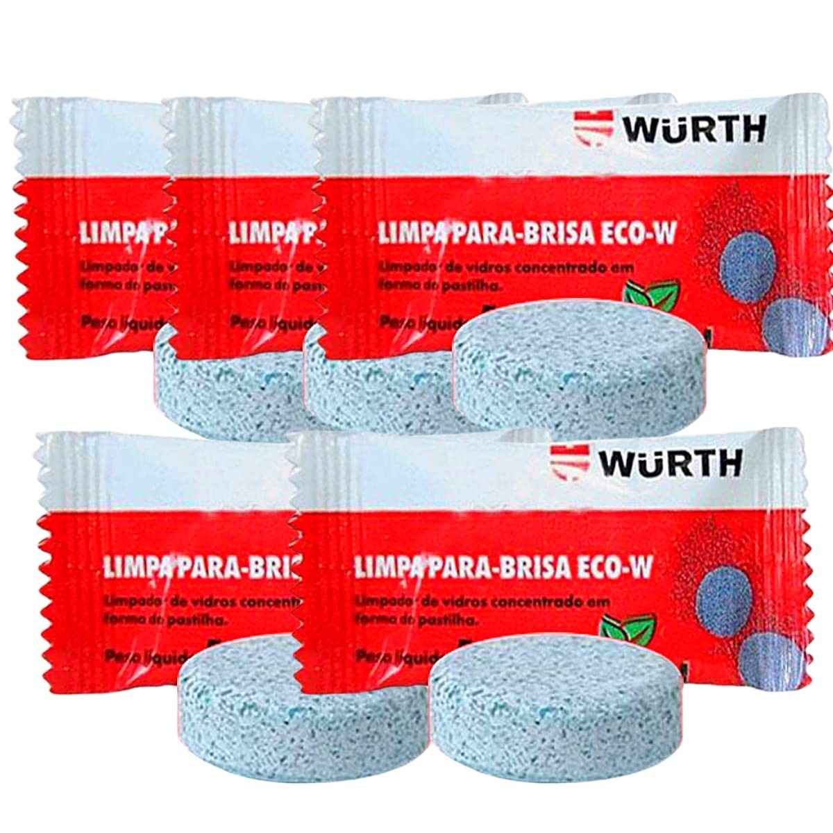 Kit 5 Pastilhas Limpador de Para-Brisa Wurth - Limpeza Profunda e Segurança no Trânsito