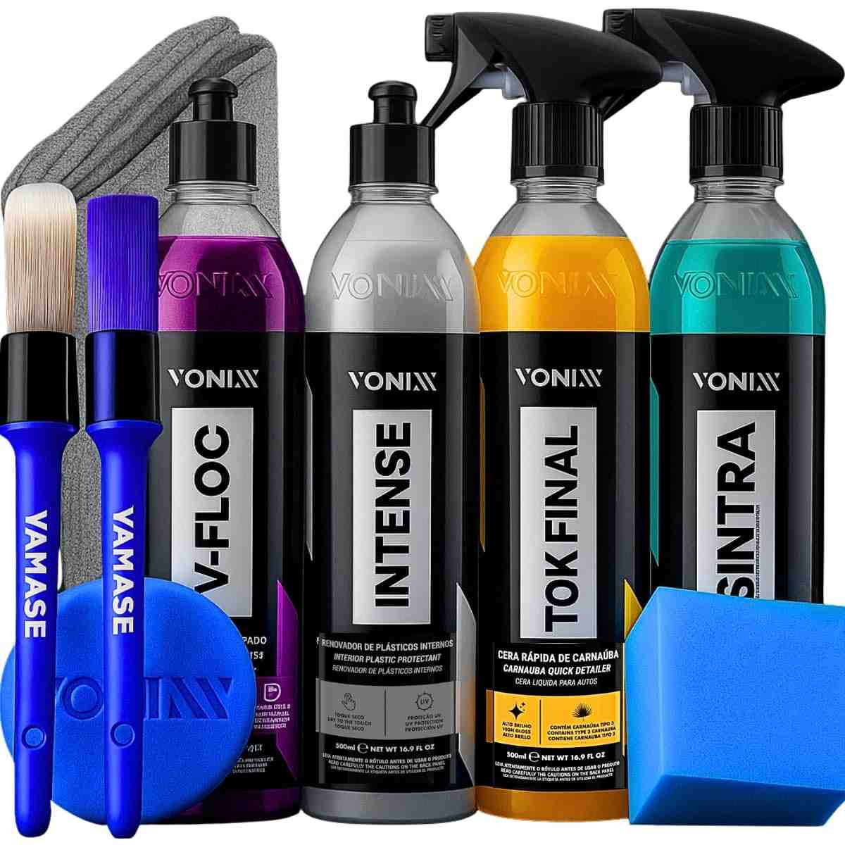 Kit Completo Vonixx: Revitalizador Plástico, Limpeza e Acabamento Automotivo