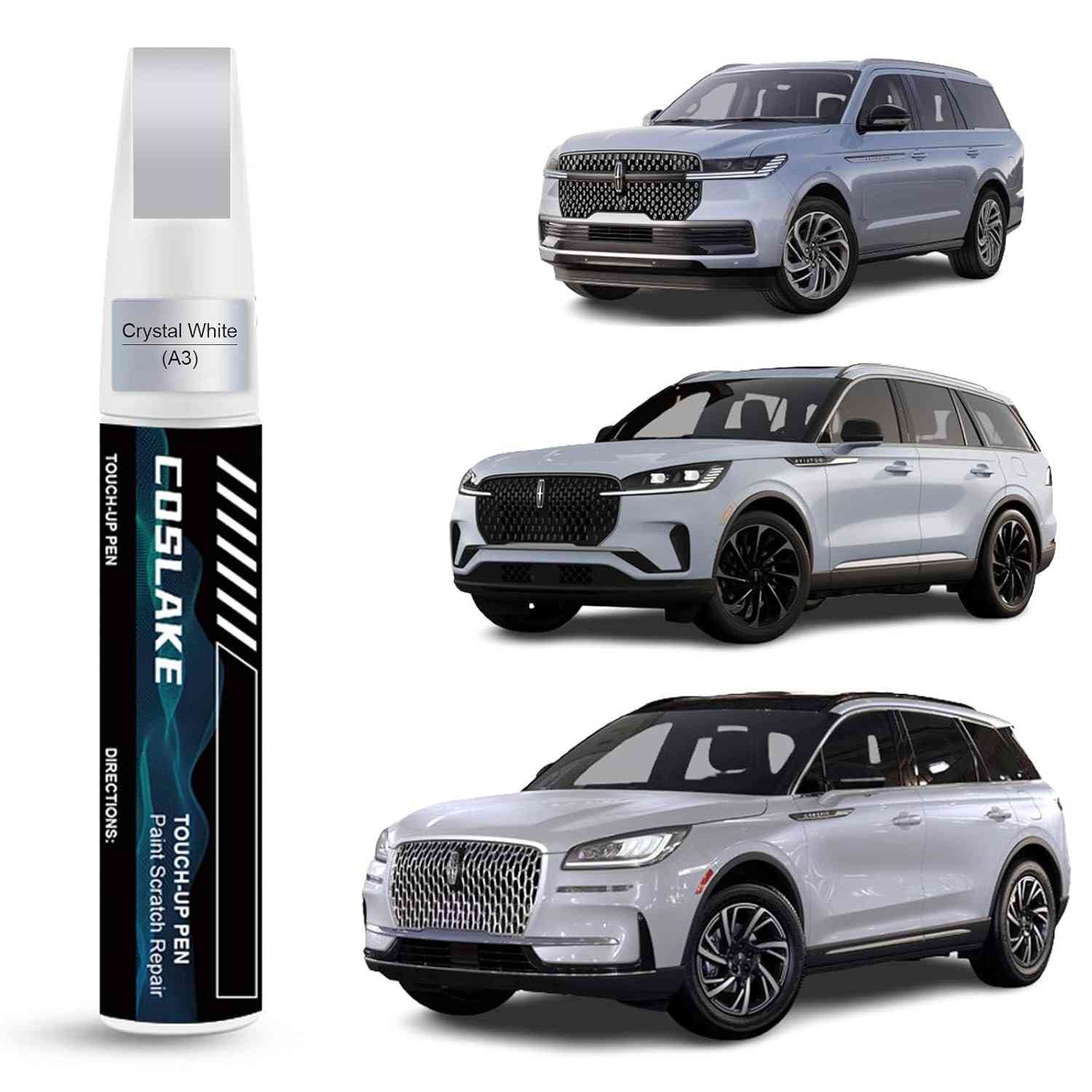 Tinta de Retoque Branco Cristalino (A3) para LINCOLN - Kit Reparo Arranhões Automotivos