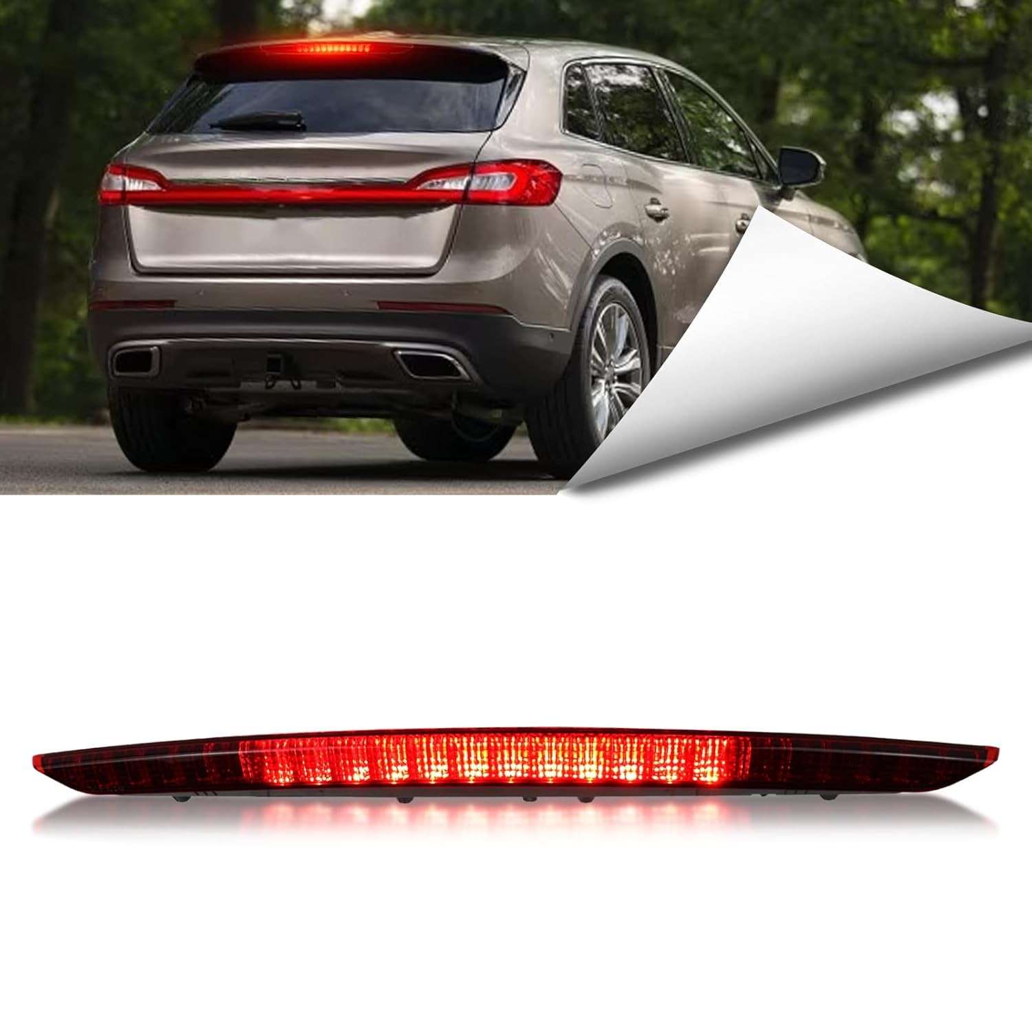 Luz de Freio LED 3ª para Lincoln MKX 2016-2018: Segurança e Estilo com Lente Vermelha e Montagem Central