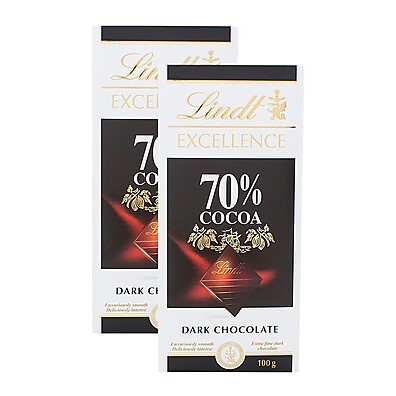 Lindt Excellence 70% Cacau: Kit 2 Barras 100g