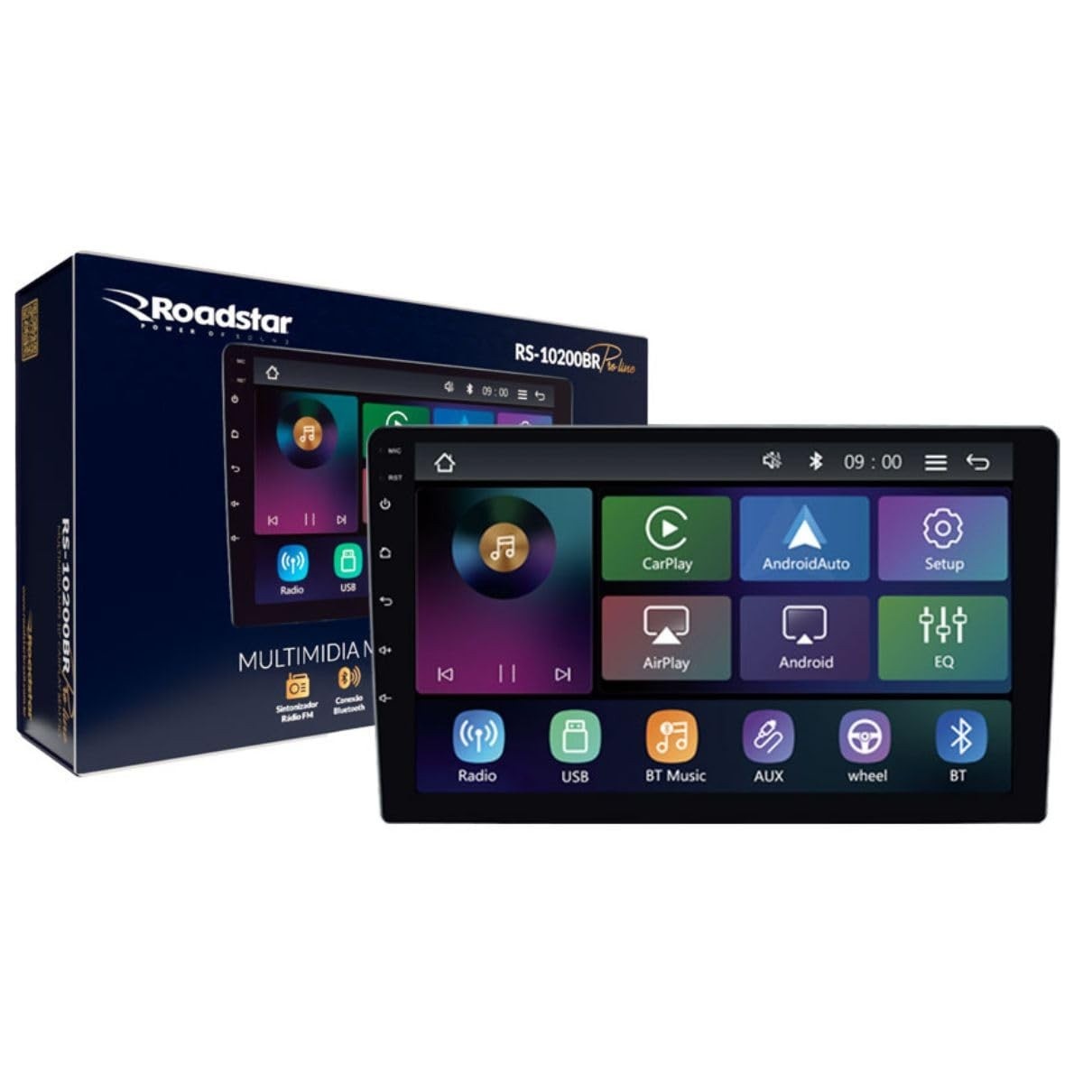 Central Multimídia Roadstar RS-10200BR Pro Line: Tela 10" IPS, Carplay Sem Fio e Espelhamento Total