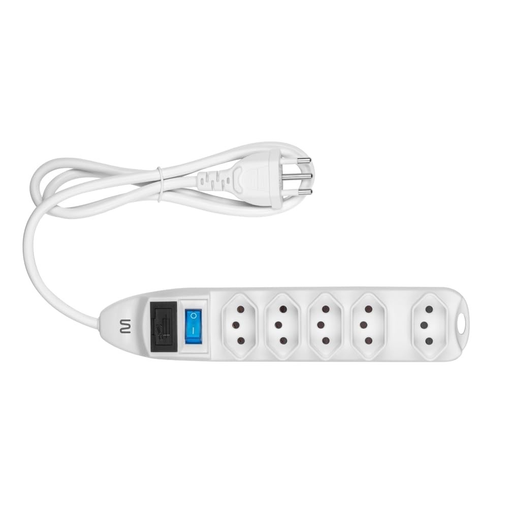 Filtro de Linha Multi 5 Tomadas Branco WI300: Proteção e Organização para Seus Eletrônicos