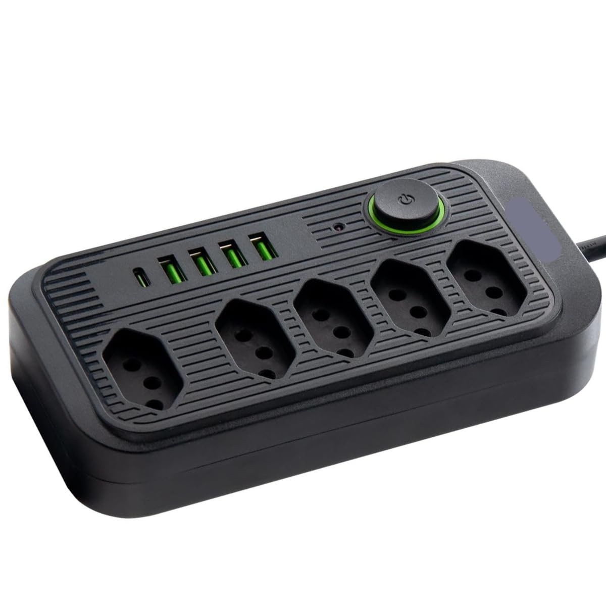 Filtro de Linha Premium: 5 Tomadas Universais + 4 USB (1 Tipo-C) - Segurança e Conectividade Total