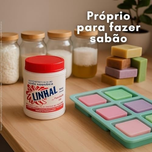 Soda Cáustica Pura Linhal 99% 500g - Desentupidor Profissional e para Fabricação de Sabão Artesanal