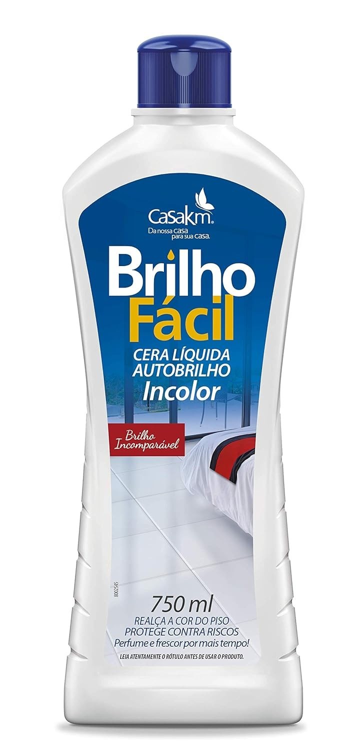 Casa Km Cera Líquida Brilho Fácil Incolor 750ml - Pisos com Brilho Espelhado e Proteção Duradoura