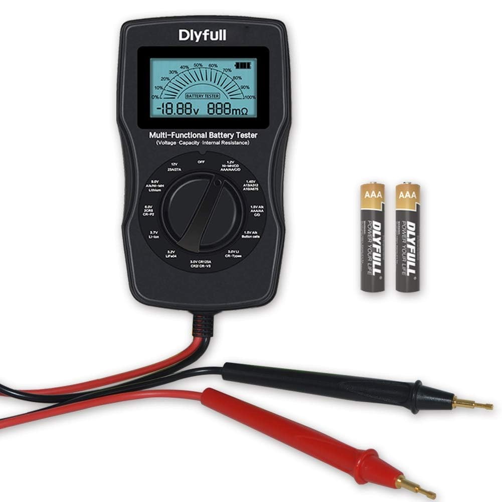Testador de Bateria Universal Dlyfull: LCD, Digital, para Pilhas AA, AAA, 9V, Íon-Lítio e Mais!