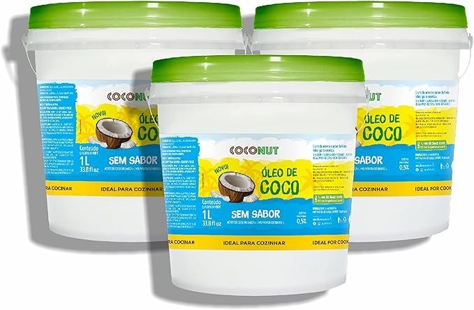 Kit Com 03 - Óleos de Coco Sem Sabor 1 Litro Coconut