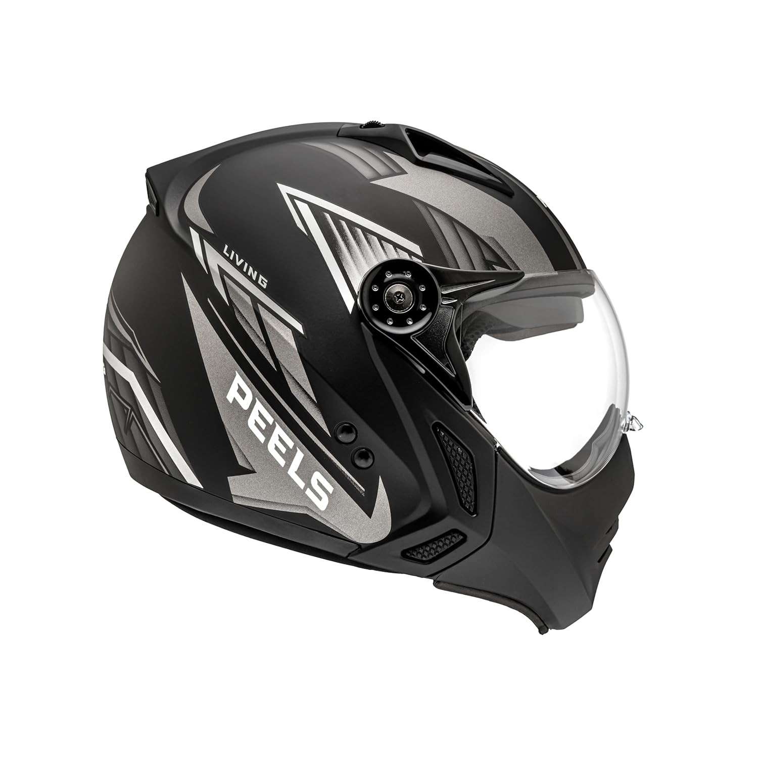 Capacete Peels Mirage Living Preto Fosco/Grafite: Segurança e Estilo com Queixeira Removível e Óculos Solar