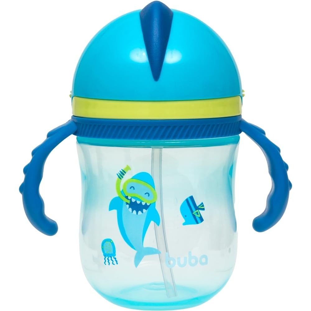 Copo Tubarão 240ml Buba Azul - Seguro, Ergonômico e Livre de BPA