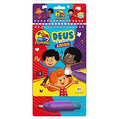 Livro 3 Palavrinhas - Deus é Nosso Amigo: Pinte com Água e Reze com Alegria!