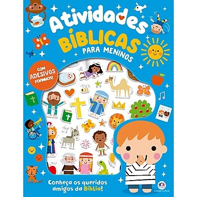 Livro de Atividades Bíblicas com Adesivos para Meninos