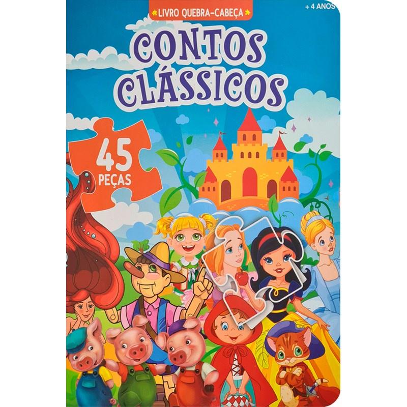Livro Quebra-Cabeça Contos Clássicos: 45 Peças + Capa Dura