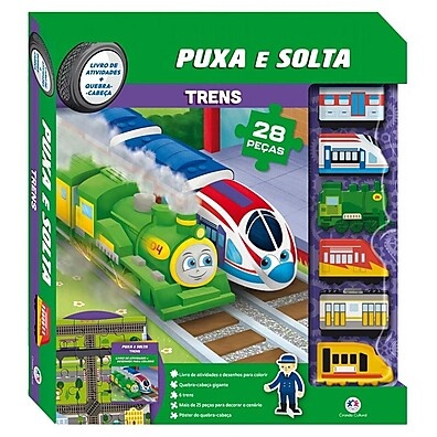 Livro Trens: Aventura Ferroviária Puxa e Solta!