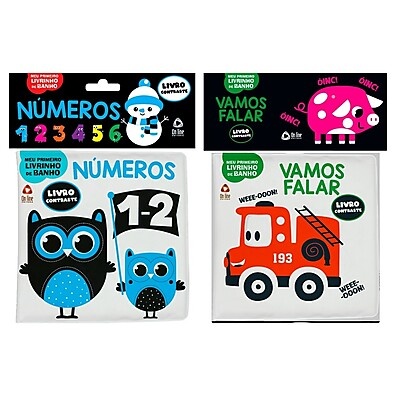 Livros de Banho Contraste: Kit 2 Livros Montessori