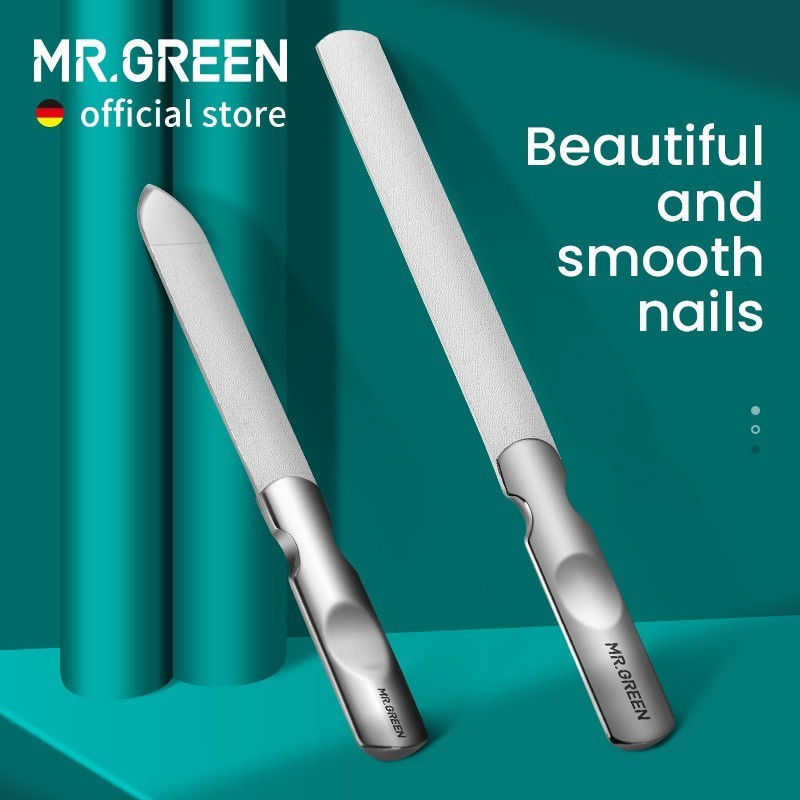 Lixa de Unha Profissional Mr.Green: Dupla Face em Aço Inox
