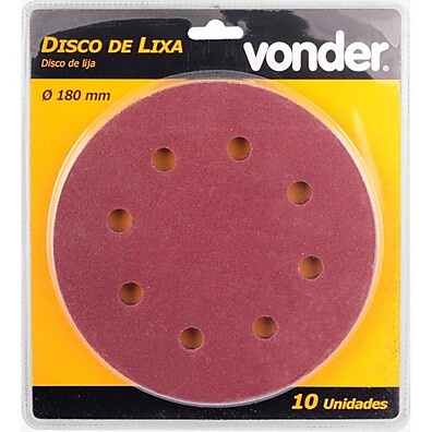 Lixa para Lixadeira de Teto VONDER: Kit 10 Unidades Grão 180