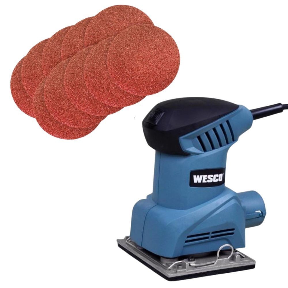 Lixadeira Orbital Wesco: Kit Completo + 10 Discos