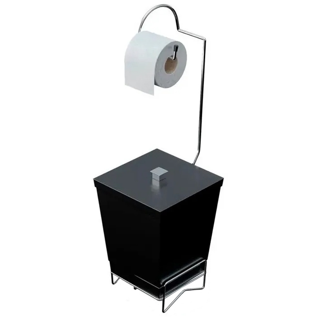 Lixeira Banheiro Completa: Cesto + Suporte