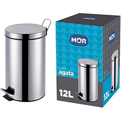 Lixeira com pedal e balde interno Inox 12L – Prática e elegante!