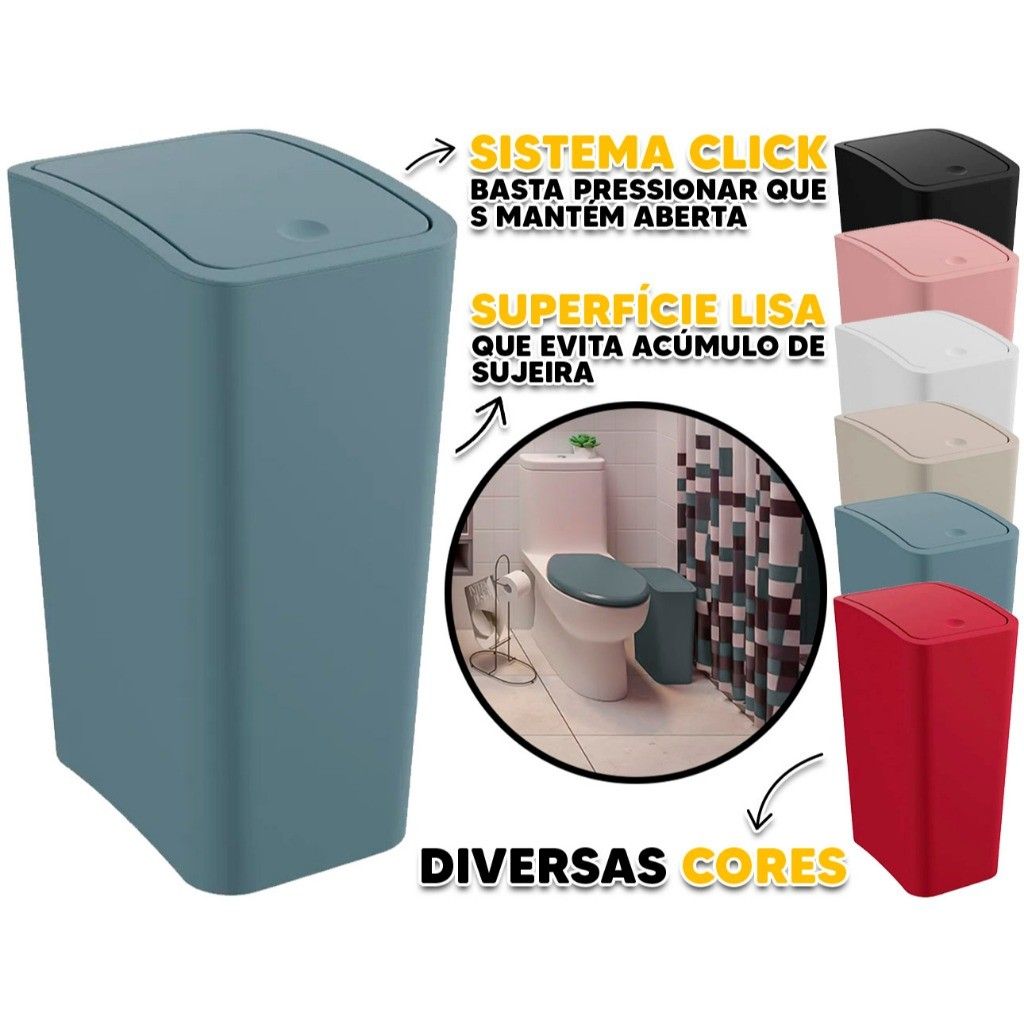 Lixeira com Tampa Click 8L Astra: Prática e Higiênica