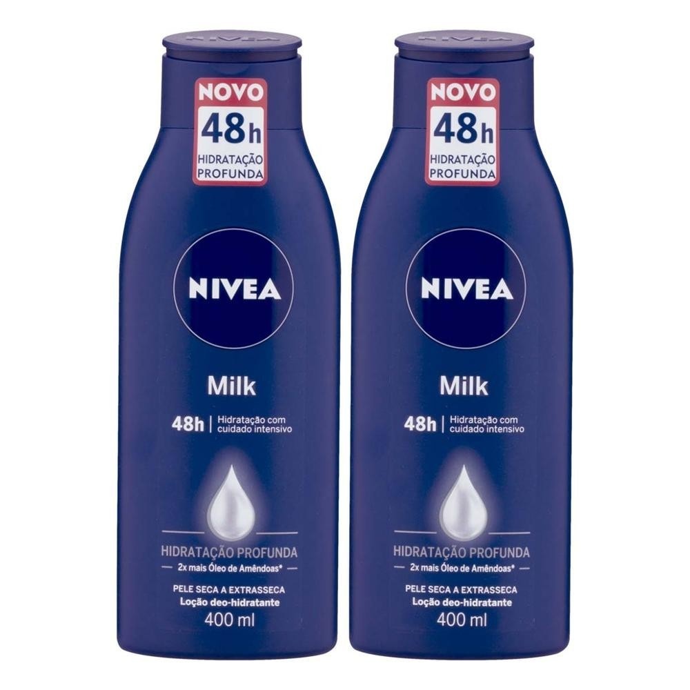 Loção Hidratante Nívea Milk: Kit com 2 Unidades de 400ml para Pele Seca