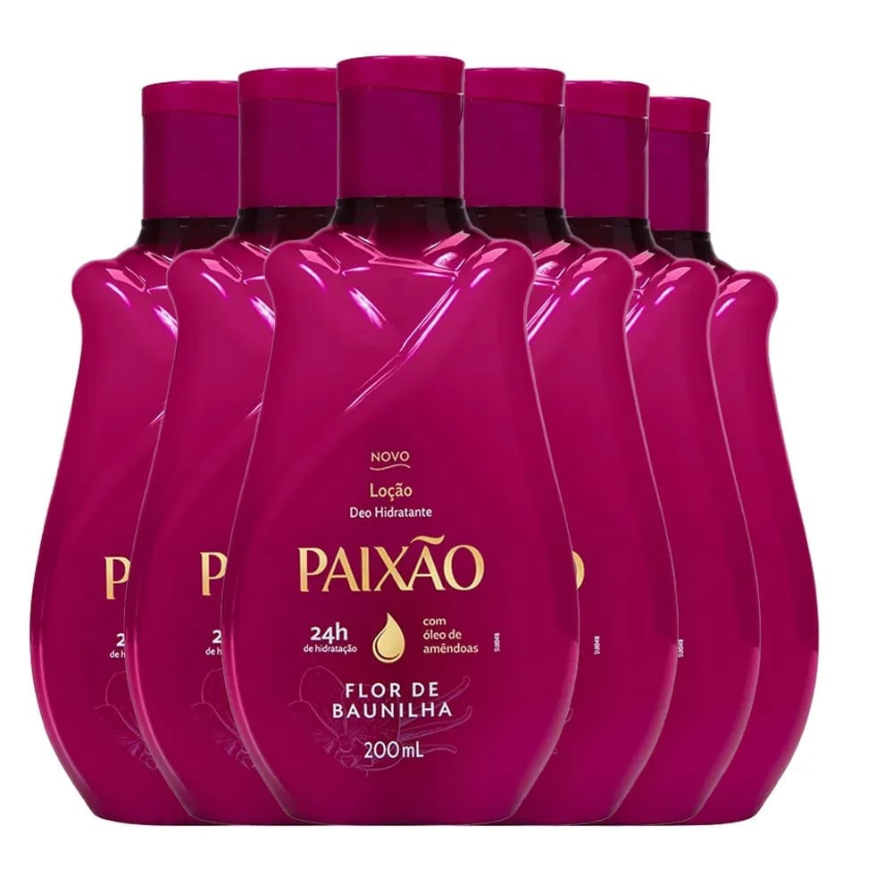Loção Paixão Baunilha: Hidratação Intensa (Kit 6 Unidades)