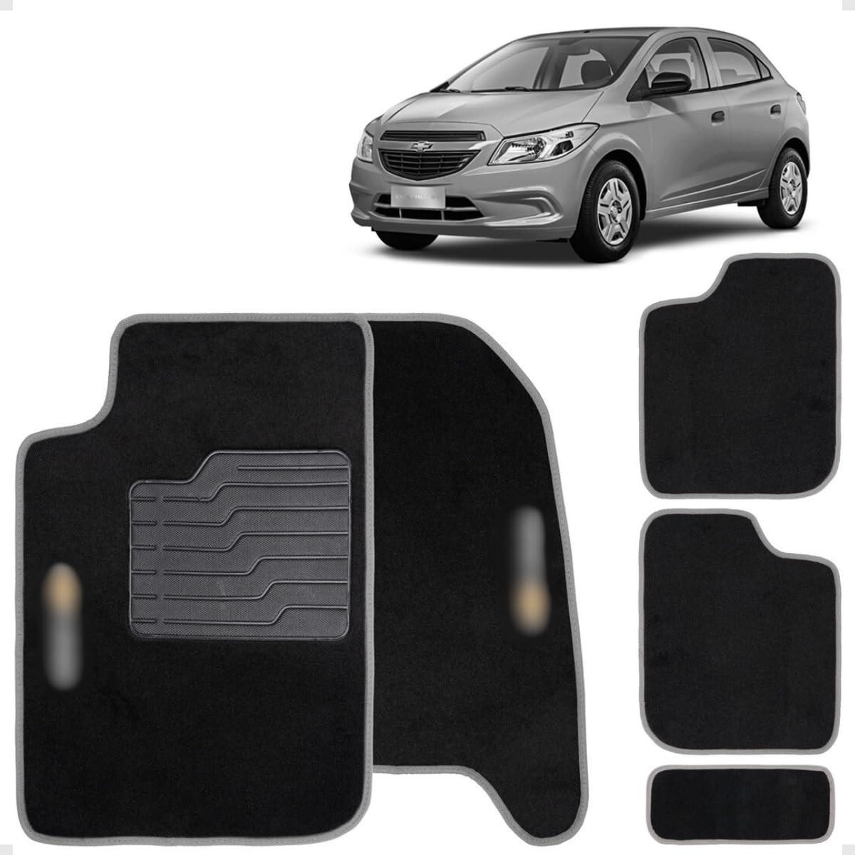 Jogo de Tapetes Carpete Cinza com Logo Bordado para Chevrolet Onix (2012-2018)