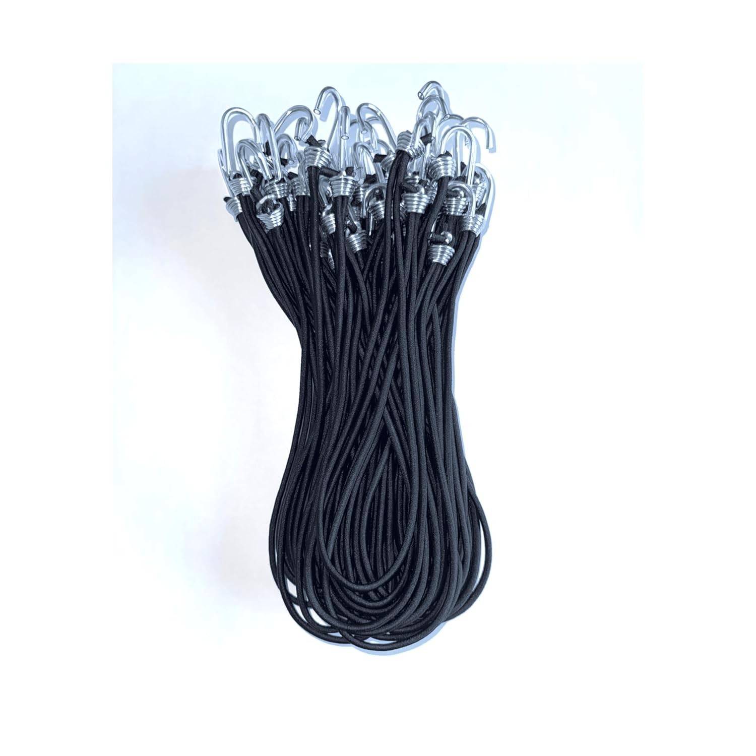 50 Extensores Elásticos Pretos 35cm para Lona de Caminhão - Segurança e Praticidade